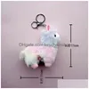 2022 12cm Aron Cartoon Alpaca Plush Keychain Color Grass Mud Horse Pendant Car Ornament Animall Doll Key Ring Fidget Toy