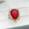 Crystal Women Statement Ring Rhinestone Heart Ring Exaggerated Cocktail Ring Vintage Crystal Ring for Women Girls