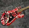 Özel Edward Eddie Van Halen 5150 Siyah Beyaz Çizgiler Floyd Rose Tremolo Köprüsü Frankenstein Elektrik Gitar Gitar OEM'i kabul et