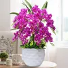 Fiori decorativi Farfalla Orchidea Fiore artificiale Invasatura Bonsai Panno di seta Simulazione Vaso in ceramica Set Soggiorno Decorazioni di nozze