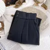 Pantalones de mujer Traje de lana de invierno Harlan Pecho Suelto Rizado Gota Pierna ancha Elástico Cintura alta Bolsillo Color sólido