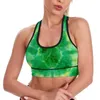 Yoga outfit Green Tie Dye Sport Bra U Neck Abstract Print Breattable Running Raceback Crop Bras Push Up Workout Top for Girls