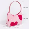 Taille Taschen Rosa Handtasche Warme Pelz Snack Tasche Winter Frauen Schulter Mode Soft Touch Fall Casual Luxus Kleine Mit Herz seite