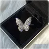 Fashion Jewelry Opening High-Grade Copper Inlaid Zircon Butterfly Ring Luxury Shiny Cocktail Party For Drop Delivery Dhgarden Otzfw