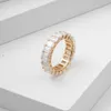 Anel de moissanite de casamento em ouro maciço 14k Starsgem Diamond Eternity Band