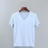 Herr t-skjortor 2023 Summer Mens Tshirts Solid Casual Tees Tops V-Neck Clothes Basic Seamless Shirt Bekväm kort ärm T-shirt