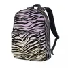 Mochila aquarela ombre zebra impressão bonita mochilas menino menina ciclismo macio sacos de escola alta mochila colorida