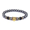 Fashion Obsidian Lion Head Charm Bracelets Men Lava Stone Zircon Prism Bracelets Bangles for Women New Friendship Jewelry Gift Fashion JewelryBracelets High