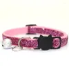 Colliers de chien 50 pièces collier de chat de compagnie avec cloche réfléchissant réglable chaton Bling fournitures de toilettage colorées