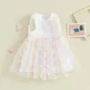Girl Dresses Casual Dress Toddler Butterfly Decor Sleeveless Round Neck Mini Little Party