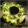 Faux Floral Greenery 2. Künstliche Pflanze Fake Pro Green Leaf Ivy Vine 2M Led String Lights Für Home Wedding Party Wall Ha Homefavor Dh5Em