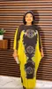 Vêtements ethniques 2023 Spring Summer Robes africaines élégantes pour femmes jaune rose à manches longues robe maxi dames traditionnelles
