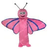 Super süße rosa Schmetterling-Maskottchen-Kostüme, Halloween-Cartoon-Charakter-Outfit, Anzug, Weihnachten, Outdoor-Party-Outfit, Unisex, Werbekleidung