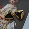 Studörhängen LifeFontier Vintage Glossy Black Triangle Form for Women Medieval Geometric Party Earring Statement Smycken 2023