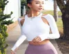 2020 neue Gym Shirt Frauen Sexy Gefälschte zwei stücke Sport Tops Schwarz weiß Fitness Yoga Lauf Shirts Langarm T Shirts7780567