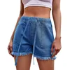 Shorts femininos mulheres casual denim verão cordão elástico cintura confortável jean com bolsos streetwear pantalones cortos