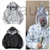 Double Cap Hoodie Zip Up Hoodies Shark Reflective Women Sweaters Hoody Overized Color Camo Wide Full Embroidery Hoodys