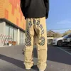 Men's Pants Hip-hop letter embroidery men's and women's straight-leg overalls American style high street ins tide Gothic loose casual pants J231028