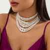 Choker Multi Lagen Witte Imitatie Parelketting Voor Vrouwen Kraal Maxi Chain Kerstfeest Sieraden