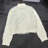 Women Designer Cardigan zamek błyskawiczny Kurtka Klasyczna norek materiał splatanie moda stary kwiat litera z długim rękawem Sweter