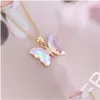 Подвесные ожерелья личности мода Ключица Ожерелье Цепи для женщин -подарков Градиент подарка бабочки с капля