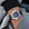 Klassische Armbanduhr aus Edelstahl, multifunktional, Mondphase, Moissanit-Uhr, automatisch, mechanisch