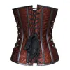 Corsetti Bustier Corsetto bustier gotico Steampunk con disossamento in acciaio a spirale da donna con catene Top pesante overbust in ecopelle taglie forti