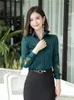 Kadın bluzları kadın bluz 2023 sonbahar moda Koreli saten üstleri örgü nakış uzun kollu
