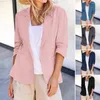 Costumes pour femmes Lady Manteau de couleur unie élégant lâche simple bouton revers cardigan avec poches pour les déplacements professionnels tenue de bureau femmes