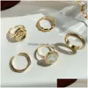 European And American Metal Gold Five Piece Combination Set Rings For Woman Fashion Jewelry Luxury Party Girls Unusual Ring D Dhgarden Ot0Pr
