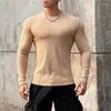 Erkek Tişörtler Uzun Kollu O boyun kuryüklü gömlek ince fit rahat pamuk tişört spor erkekler giyim sonbahar moda düz renk kazak üstleri