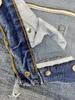 Klassisk tryckt broderi amirlies designer mens jeans motorcykel hål svart denim herrmode gata slitage designer byxor grossist mäns nödställda byxor