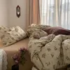 Sängkläder sätter mer hem 100 bomullsuppsättning hem textil vintage blommig lyxig örngottblad täcke täcke tvilling drottning enkelsäng 231027