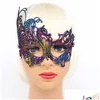 Máscaras de festa Sexy Colorf Bronzing Lace Máscara Metade Face Casamento Moda Clubes de Dança Desempenho Carnaval Masquerade Drop Delivery DHTVC