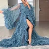 Casual Dresses Arrive Blue Leopard Tulle Robes Women Tiered Ruffle Dress For Maternity Po Shoot Robe Custom Made Plus Size