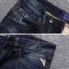 Pantalones para hombres Estilo italiano Moda Hombres Jeans Retro Azul oscuro Elástico Slim Fit Jeans rasgados Hombres Streetwear Vintage Diseñador Pantalones de mezclilla Hombre J231028