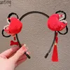 Acessórios para o cabelo peruca de argola borla orelha arco pérola bola de pelúcia ano hairband estilo chinês headwear acessório crianças bandana