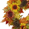 Decorative Flowers Foliage And Pine Cone Fall Harvest Wreath - 24 Inch Unlit Aros Para Centro De Mesa Decor Mini Hawaiian Accessories H