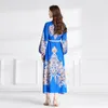 Laternenärmel Schwarz Damen Maxikleid Robe Luxus Designer Vintage Elegant Stehkragen Schlank Party Boho Kleider Mit Gürtel 2023 Herbst Winter Runway Urlaub Kleider