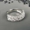 Original Vintage Luxury Fine Jewelry S925 Sterling Silver Rhodium Plated Garland Moissanite Diamond Cluster Ring for Women