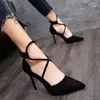 Dress Shoes Four Seasons Women's High Heel 9cm 2023 Solid Color Pointed Stiletto Fashion Sexy Black Women Size 34-40
