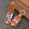 Keychains Lanyards Custom Po PU Leather Keychain Personalized Gifts for Men Dad Husband Boyfriend Drive Safe Keyring Hidden Message 231027