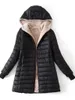 Parkas en duvet pour femmes 2023 hiver mi-longueur à capuche coton veste femmes automne léger doublure en peluche solide dames Parka lâche femme fermeture éclair vêtements d'extérieur 231027