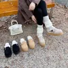Sandals Woman Slippers Boots Winter Slingback Heels Close Toe Platform Shoes White Ladies Fluffy Snow Designer Fur High