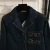 럭셔리 자수 포켓 재킷 암컷 브랜드 코트 청바지 외부웨어 클래식 버튼 카디건 코트 스트리트 스타일 데님 재킷