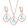 Necklace Earrings Set Korean Fashion Jewelry Trend Rose Gold Color Unusual Sets For Women Luxury Elegant Women's