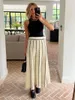 Skirts Casual Women Striped Sweater 2023 Autumn Winter High Waist Long Skirt Streetwear Fashion A-line Knitted Dress White Black