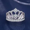 Anéis de cluster moda cristal coroa anel elegante temperamento senhoras delicado casamento romântico