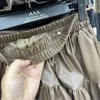 Skirts Korean Fashion Mini Skirt Woman Elastic High Waist Cake A-line Patchwork Female Leather Women Clothing Drop