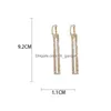 Mode Long Geometric Drop Earrings Luxury Gold Sier Color Rec Rhinestone Earring for Women Party Jewelry Gift Drop Delivery Dhgarden Otazh